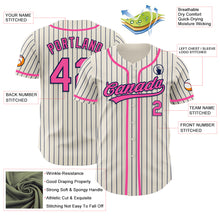 Загрузить изображение в средство просмотра галереи, Custom Cream Navy Pinstripe Pink Authentic Baseball Jersey
