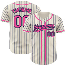 Загрузить изображение в средство просмотра галереи, Custom Cream Navy Pinstripe Pink Authentic Baseball Jersey
