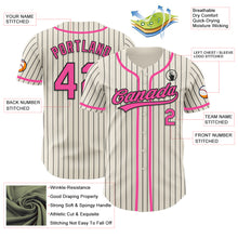 Laden Sie das Bild in den Galerie-Viewer, Custom Cream Black Pinstripe Pink Authentic Baseball Jersey
