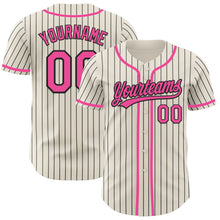 Charger l&#39;image dans la galerie, Custom Cream Black Pinstripe Pink Authentic Baseball Jersey
