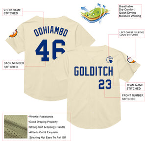 Custom Cream Royal Mesh Authentic Throwback Baseball Jersey