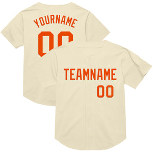 Custom Cream Orange Mesh Authentic Throwback Baseball Jersey