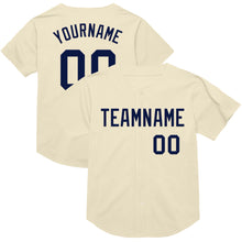 Charger l&#39;image dans la galerie, Custom Cream Navy Mesh Authentic Throwback Baseball Jersey
