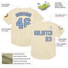 Charger l&#39;image dans la galerie, Custom Cream Light Blue-Steel Gray Mesh Authentic Throwback Baseball Jersey
