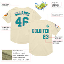 Загрузить изображение в средство просмотра галереи, Custom Cream Teal-Gray Mesh Authentic Throwback Baseball Jersey
