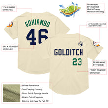 Laden Sie das Bild in den Galerie-Viewer, Custom Cream Navy-Kelly Green Mesh Authentic Throwback Baseball Jersey
