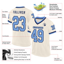 Загрузить изображение в средство просмотра галереи, Custom Cream Light Blue-Navy Mesh Authentic Throwback Football Jersey
