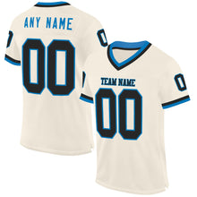 Charger l&#39;image dans la galerie, Custom Cream Black-Blue Mesh Authentic Throwback Football Jersey
