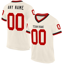 Загрузить изображение в средство просмотра галереи, Custom Cream Red-Black Mesh Authentic Throwback Football Jersey
