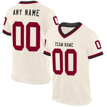 Laden Sie das Bild in den Galerie-Viewer, Custom Cream Maroon-Black Mesh Authentic Throwback Football Jersey
