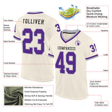 Загрузить изображение в средство просмотра галереи, Custom Cream Purple-Gray Mesh Authentic Throwback Football Jersey
