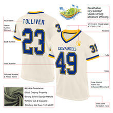 Загрузить изображение в средство просмотра галереи, Custom Cream Royal-Gold Mesh Authentic Throwback Football Jersey
