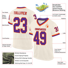 Charger l&#39;image dans la galerie, Custom Cream Purple-Orange Mesh Authentic Throwback Football Jersey
