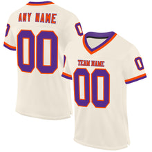 Charger l&#39;image dans la galerie, Custom Cream Purple-Orange Mesh Authentic Throwback Football Jersey
