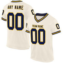 Charger l&#39;image dans la galerie, Custom Cream Navy-Gold Mesh Authentic Throwback Football Jersey
