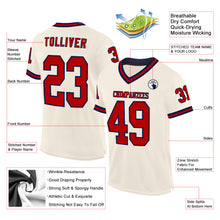 Charger l&#39;image dans la galerie, Custom Cream Red-Navy Mesh Authentic Throwback Football Jersey
