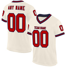 Charger l&#39;image dans la galerie, Custom Cream Red-Navy Mesh Authentic Throwback Football Jersey
