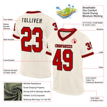 Charger l&#39;image dans la galerie, Custom Cream Red-Black Mesh Authentic Throwback Football Jersey
