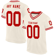 Charger l&#39;image dans la galerie, Custom Cream Red-White Mesh Authentic Throwback Football Jersey
