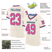 Charger l&#39;image dans la galerie, Custom Cream Pink Black-Light Blue Mesh Authentic Throwback Football Jersey
