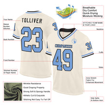 Charger l&#39;image dans la galerie, Custom Cream Light Blue Black-White Mesh Authentic Throwback Football Jersey
