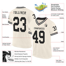 Charger l&#39;image dans la galerie, Custom Cream Black-White Mesh Authentic Throwback Football Jersey
