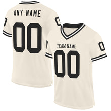 Charger l&#39;image dans la galerie, Custom Cream Black-White Mesh Authentic Throwback Football Jersey
