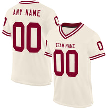 Charger l&#39;image dans la galerie, Custom Cream Maroon-White Mesh Authentic Throwback Football Jersey
