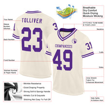 Charger l&#39;image dans la galerie, Custom Cream Purple-White Mesh Authentic Throwback Football Jersey
