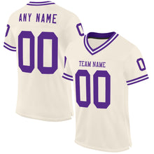 Charger l&#39;image dans la galerie, Custom Cream Purple-White Mesh Authentic Throwback Football Jersey
