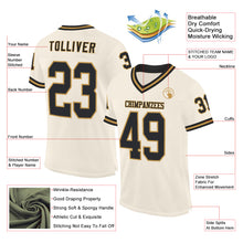 Charger l&#39;image dans la galerie, Custom Cream Black-Old Gold Mesh Authentic Throwback Football Jersey
