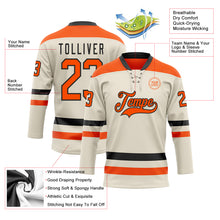 Laden Sie das Bild in den Galerie-Viewer, Custom Cream Orange-Black Hockey Lace Neck Jersey
