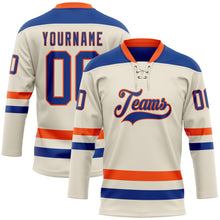 Загрузить изображение в средство просмотра галереи, Custom Cream Royal-Orange Hockey Lace Neck Jersey
