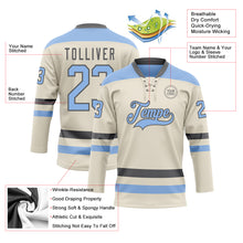 Загрузить изображение в средство просмотра галереи, Custom Cream Light Blue-Steel Gray Hockey Lace Neck Jersey
