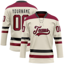 Загрузить изображение в средство просмотра галереи, Custom Cream Maroon-Black Hockey Lace Neck Jersey
