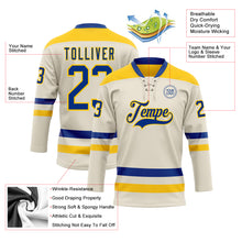 Загрузить изображение в средство просмотра галереи, Custom Cream Royal-Yellow Hockey Lace Neck Jersey
