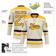 Charger l&#39;image dans la galerie, Custom Cream Gold-Brown Hockey Lace Neck Jersey
