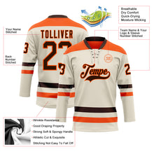 Загрузить изображение в средство просмотра галереи, Custom Cream Brown-Orange Hockey Lace Neck Jersey
