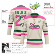 Загрузить изображение в средство просмотра галереи, Custom Cream Pink-Kelly Green Hockey Lace Neck Jersey
