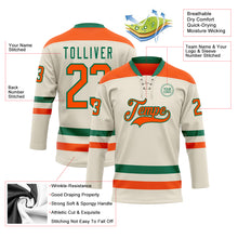 Загрузить изображение в средство просмотра галереи, Custom Cream Orange-Kelly Green Hockey Lace Neck Jersey
