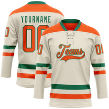 Загрузить изображение в средство просмотра галереи, Custom Cream Orange-Kelly Green Hockey Lace Neck Jersey
