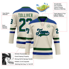 Загрузить изображение в средство просмотра галереи, Custom Cream Green-Royal Hockey Lace Neck Jersey
