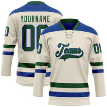 Загрузить изображение в средство просмотра галереи, Custom Cream Green-Royal Hockey Lace Neck Jersey
