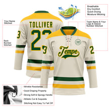 Загрузить изображение в средство просмотра галереи, Custom Cream Green-Gold Hockey Lace Neck Jersey
