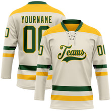 Загрузить изображение в средство просмотра галереи, Custom Cream Green-Gold Hockey Lace Neck Jersey
