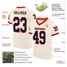 Laden Sie das Bild in den Galerie-Viewer, Custom Cream Navy-Orange Mesh Authentic Throwback Football Jersey
