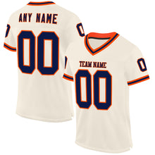 Laden Sie das Bild in den Galerie-Viewer, Custom Cream Navy-Orange Mesh Authentic Throwback Football Jersey
