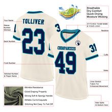 Laden Sie das Bild in den Galerie-Viewer, Custom Cream Navy-Teal Mesh Authentic Throwback Football Jersey
