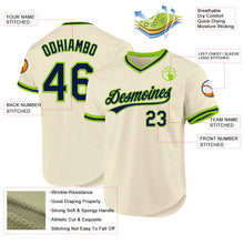 Laden Sie das Bild in den Galerie-Viewer, Custom Cream Navy-Neon Green Authentic Throwback Baseball Jersey
