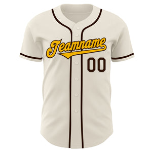 Custom Cream Gold-Brown Authentic Baseball Jersey